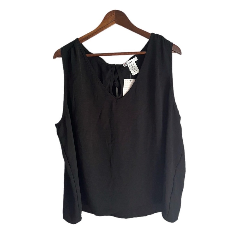 Love To Be Loved Tank Top Womens 3X Black NEW Bow Back V-Neck Blouse JRP0340-CEY